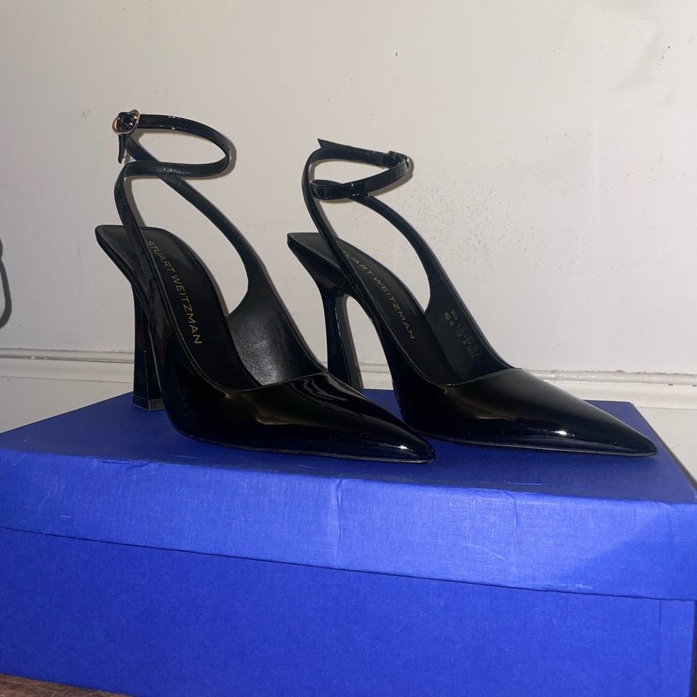 Stuart Weitzman Black Ankle Strap Heels